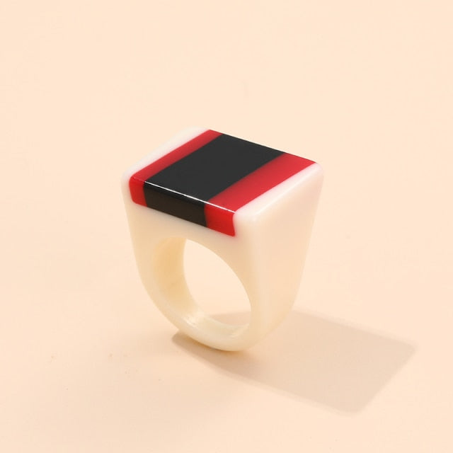 Safina Colorful Stripe Acrylic Resin Rings - 11 Colors
