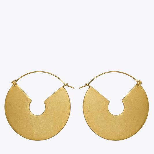 Sami Matte Disk Brass Hoop Earrings