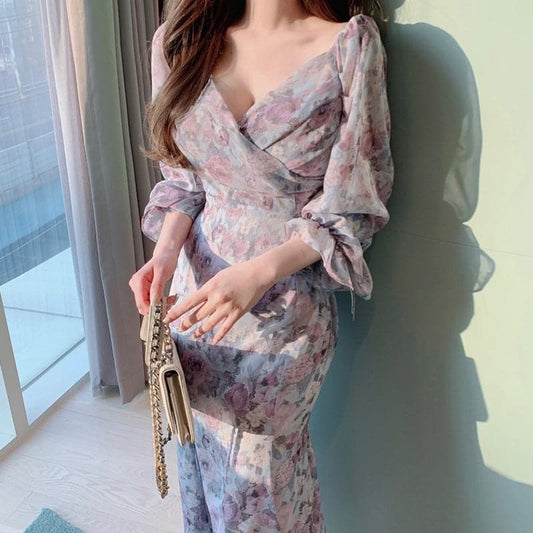 Sannian Spring Elegant V-neck Dress