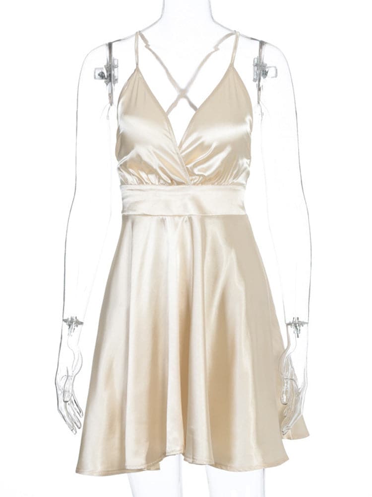 Satin Backless Party Night Club Wrap Mini Dress