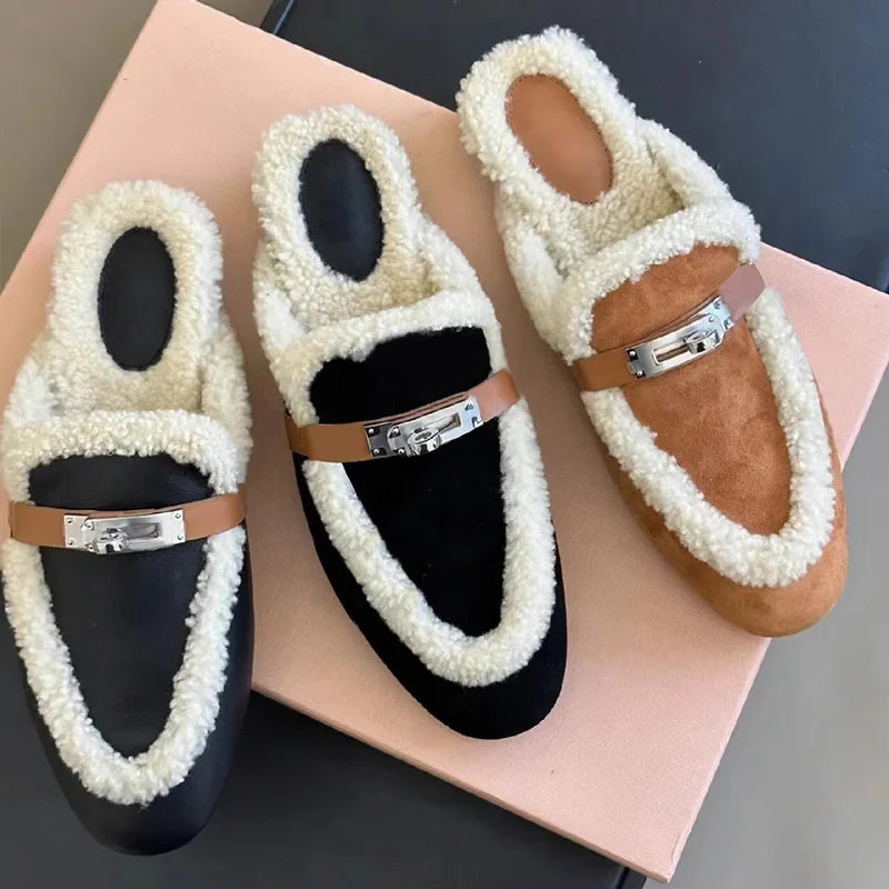Katriona Faux Lambs Wool Fur Mule Slipper