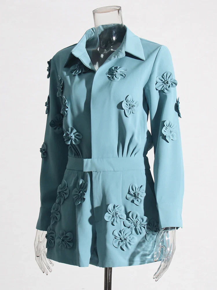 Kass Flower Appliques Elegant Romper