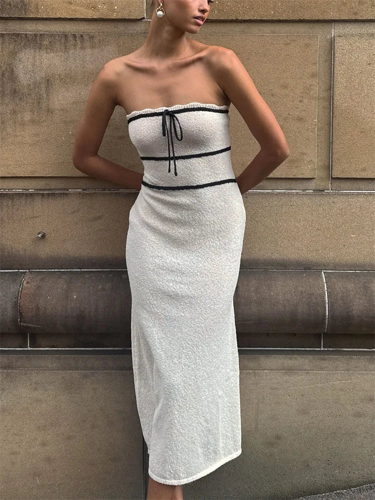 Marilou Bow Tie Maxi Knit Tube Dress