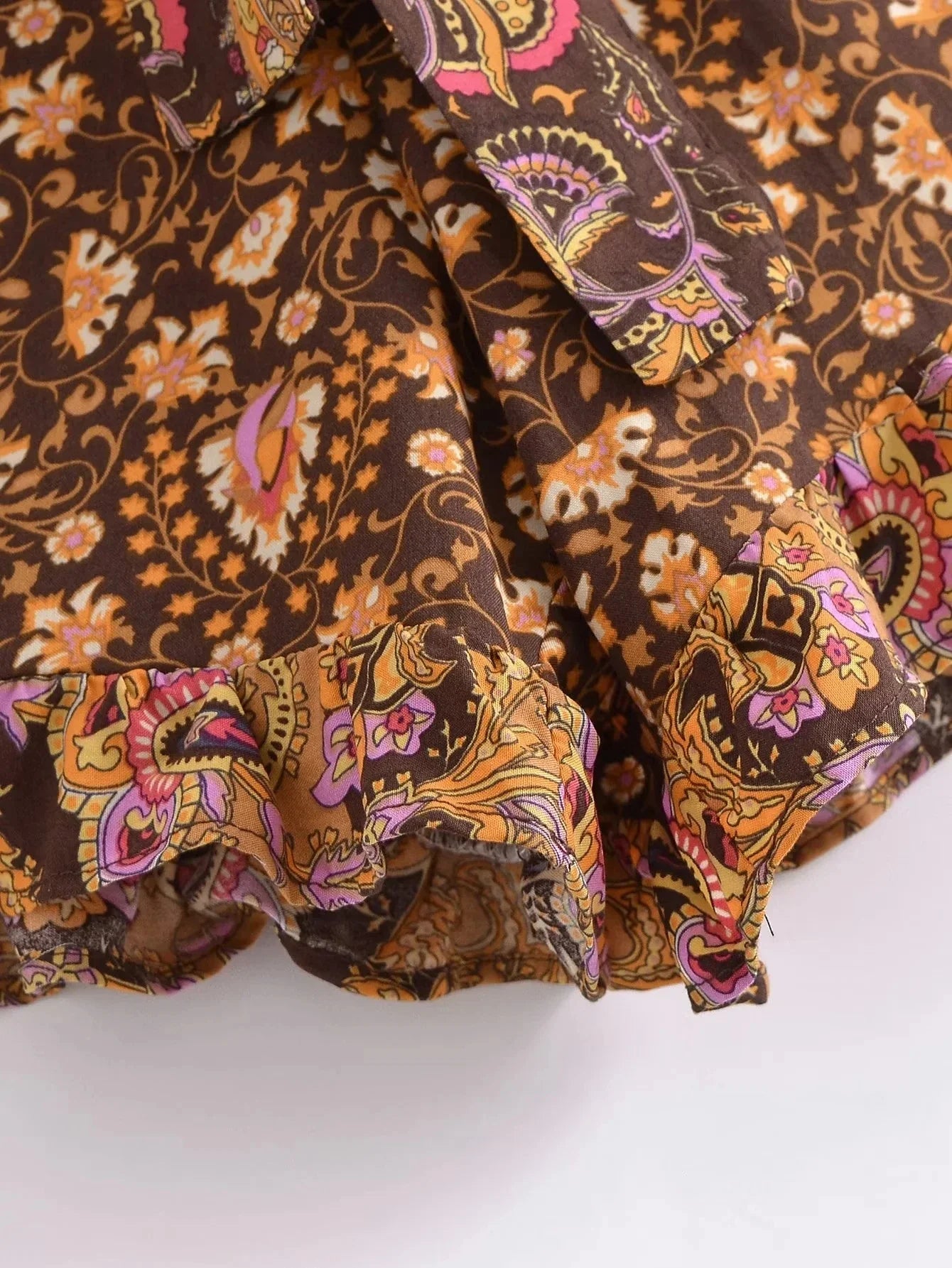 Bodil Bohemian Vintage Brown Floral Romper