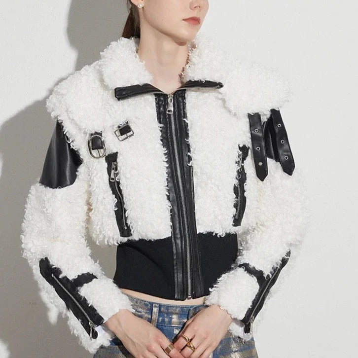 Estella Faux Fur Patchwork Bomber Jacket