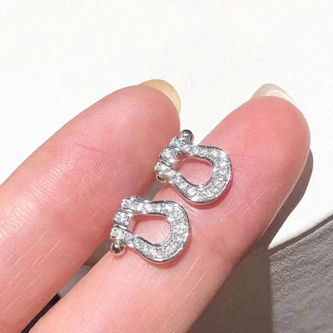 Crystal CZ Horsebit Stud Earrings