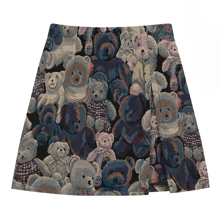 Jadan Bear Jacquard Mini Skirts