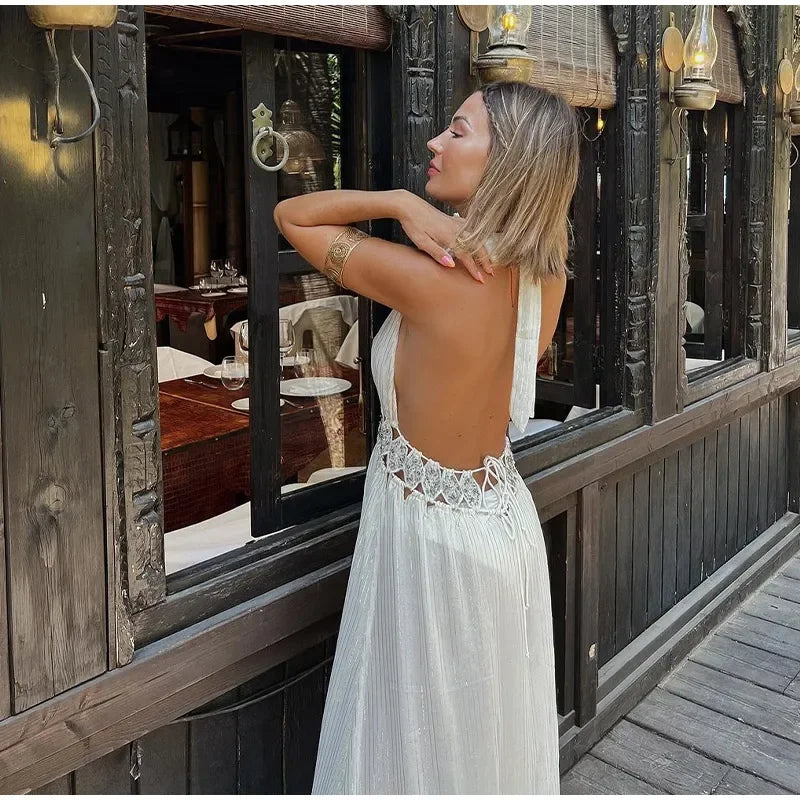 Hollie Goddess Maxi Halter Dress