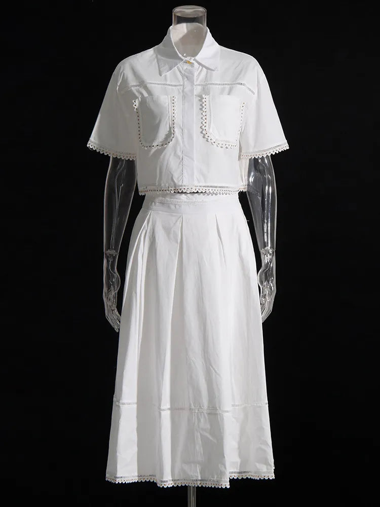 Piper Rivet & Frill Trim Two Piece Set Flare Dress