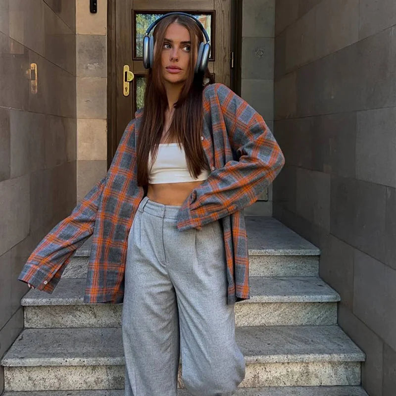 Clri Oversized Plaid Shirts