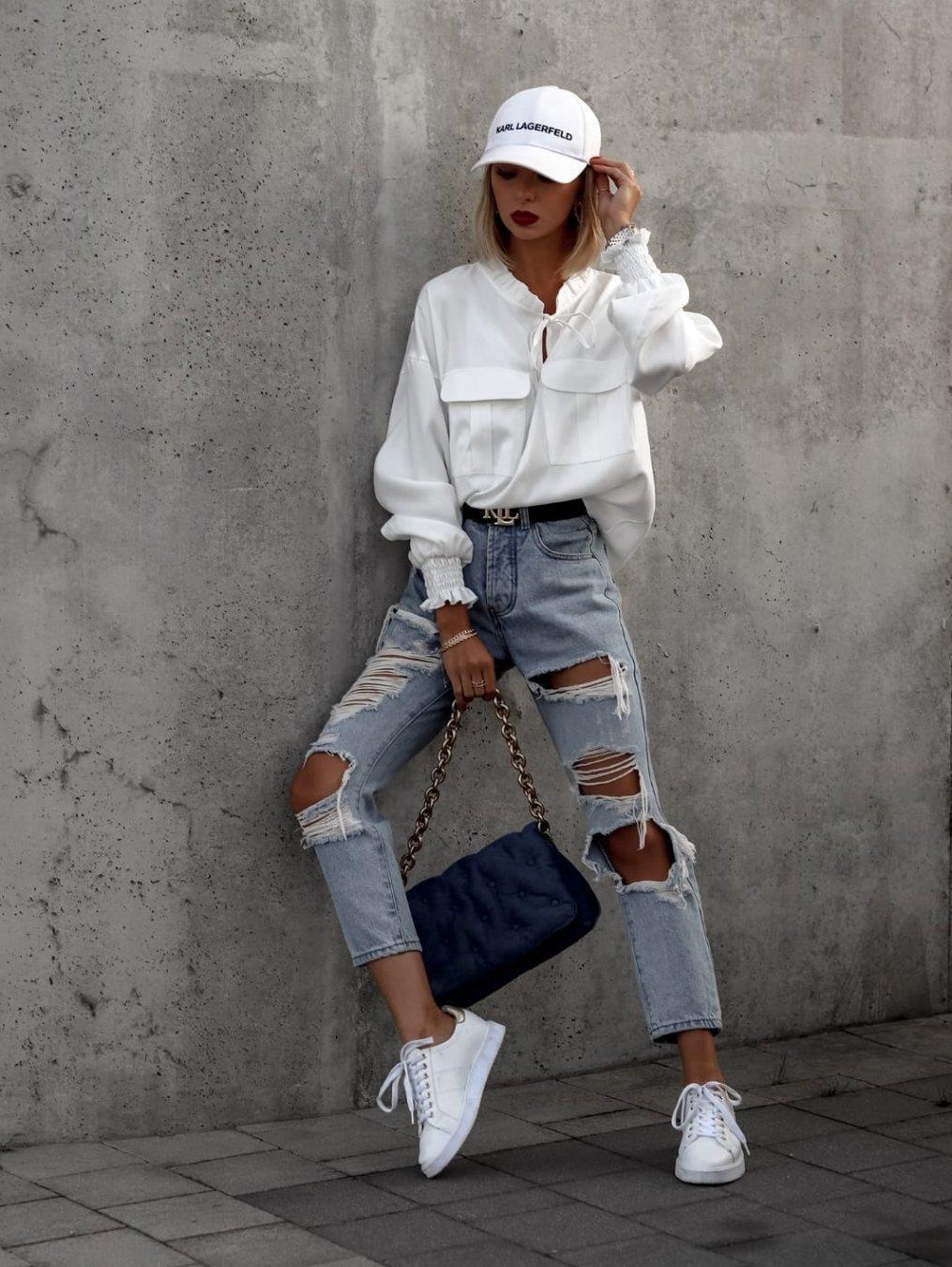 Ruffle Collar Tie Up Blouse