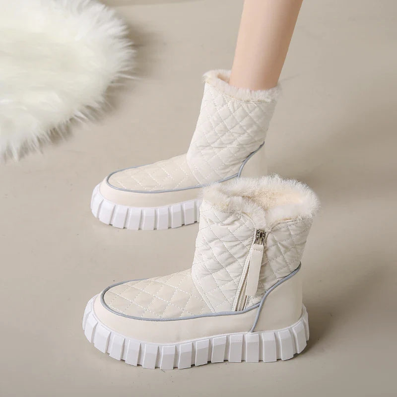 Geneva Quilted Plush Lined Platform Winter Boots