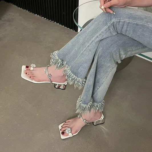 Prairie Crystal Flower Toe Post Slippers