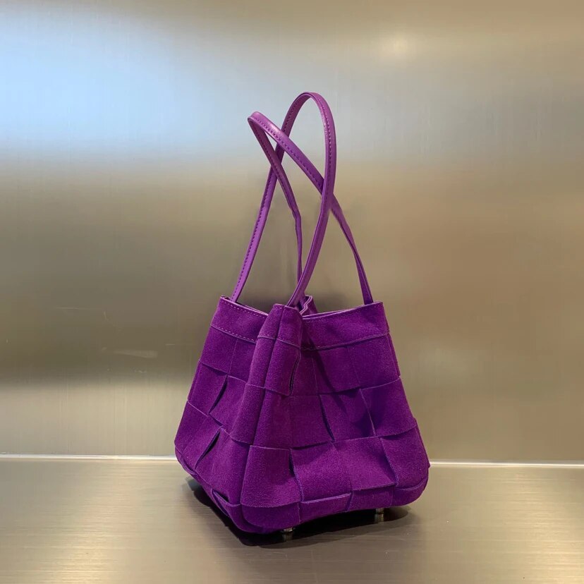 Aili Suede Lattice Bucket Bags