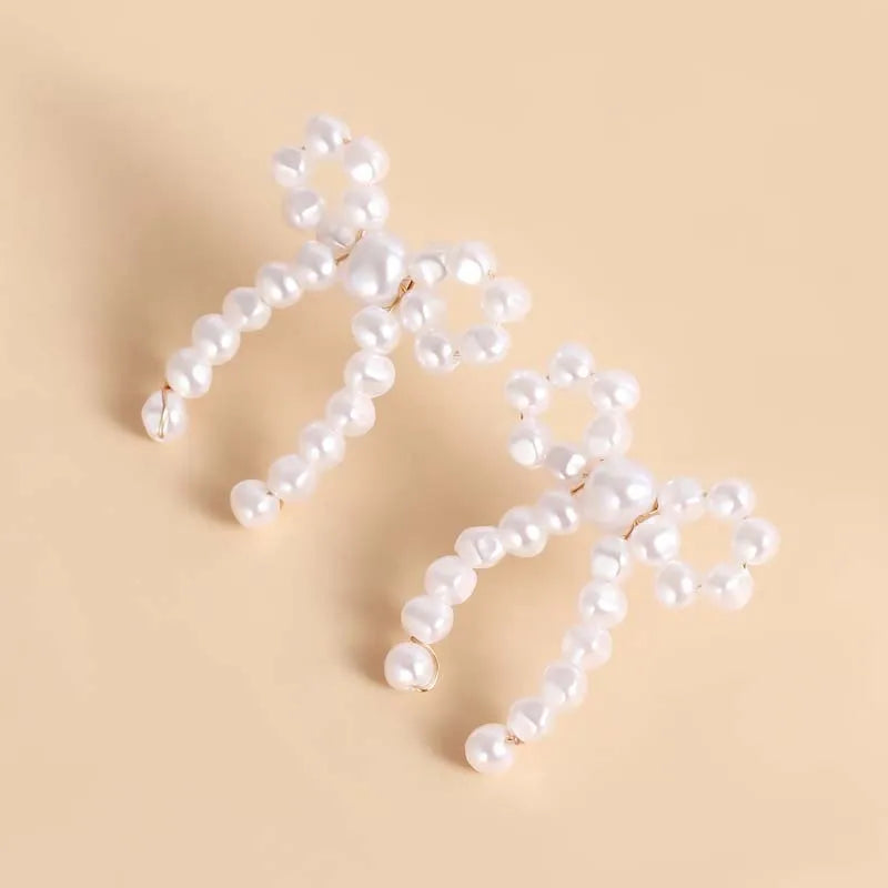 Wella Pearl Bowknot Stud Earrings