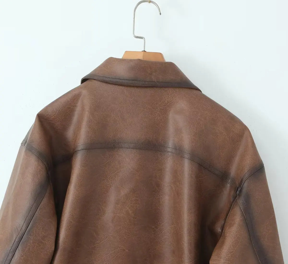 Loue Vintage Brown Faux Leather Jacket