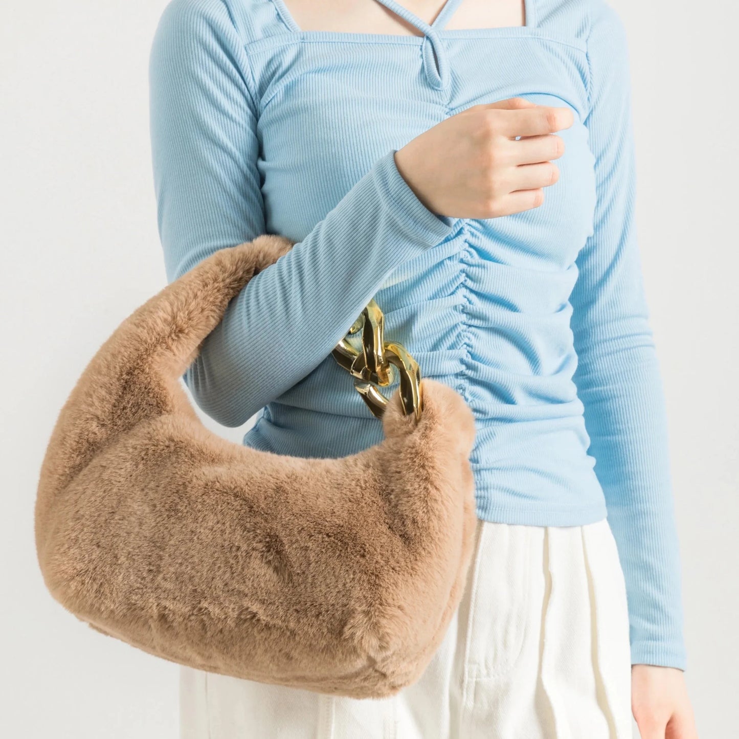 Telma Faux Fur Half Moon Mini Bag