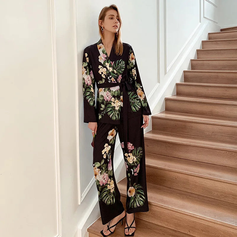 Clara Floral Silk Pajama Set