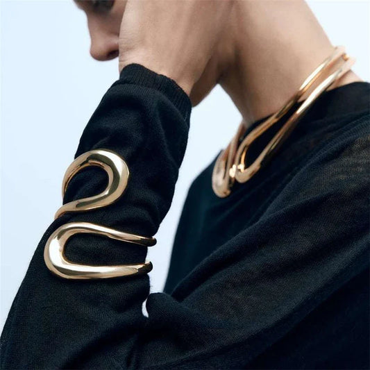 Jumbo Wrap Around Bib Choker Necklace and Bracelet