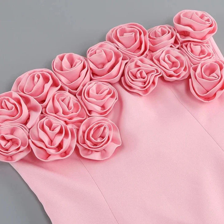 Myla Rosette Applique Tube Mini Dress