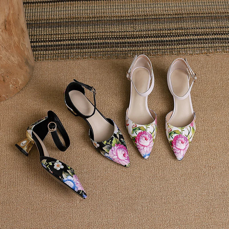 Rosita Flower Ankle Strap Pumps