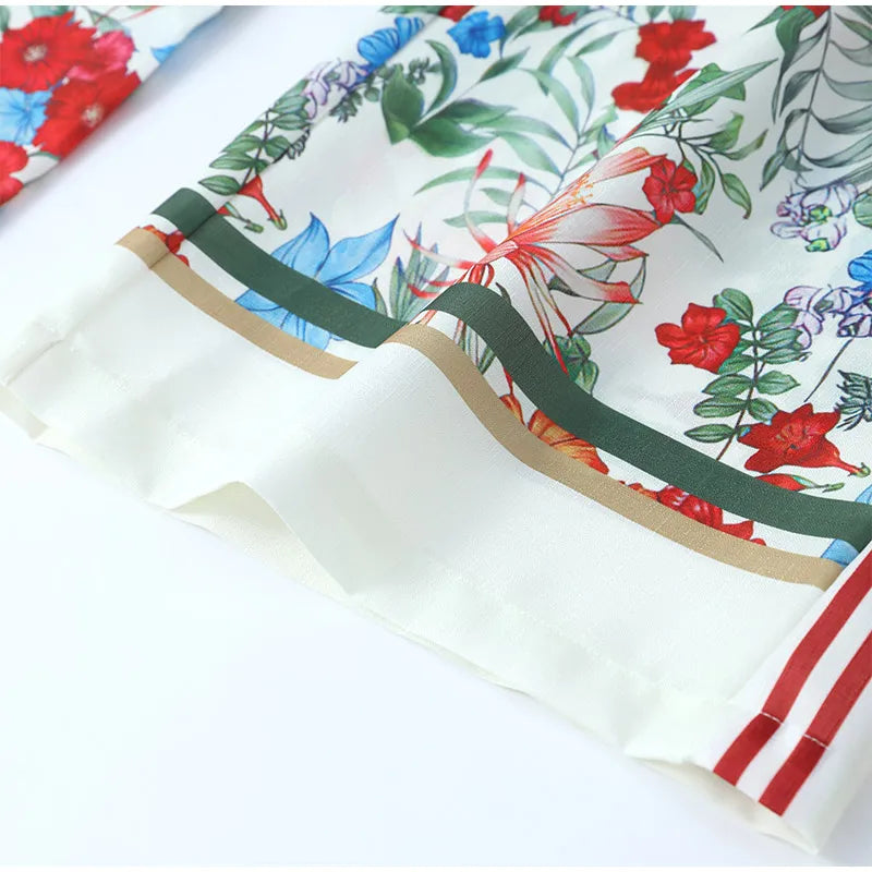 Albertina Retro Floral Tunic Blouse & Pants Set