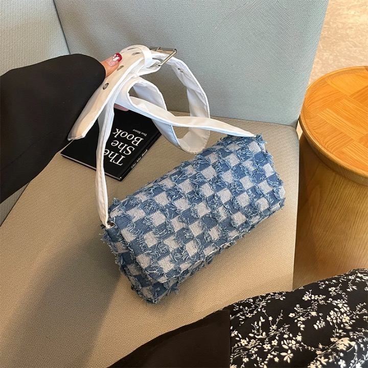 Casual Checked Denim Shoulder Bags
