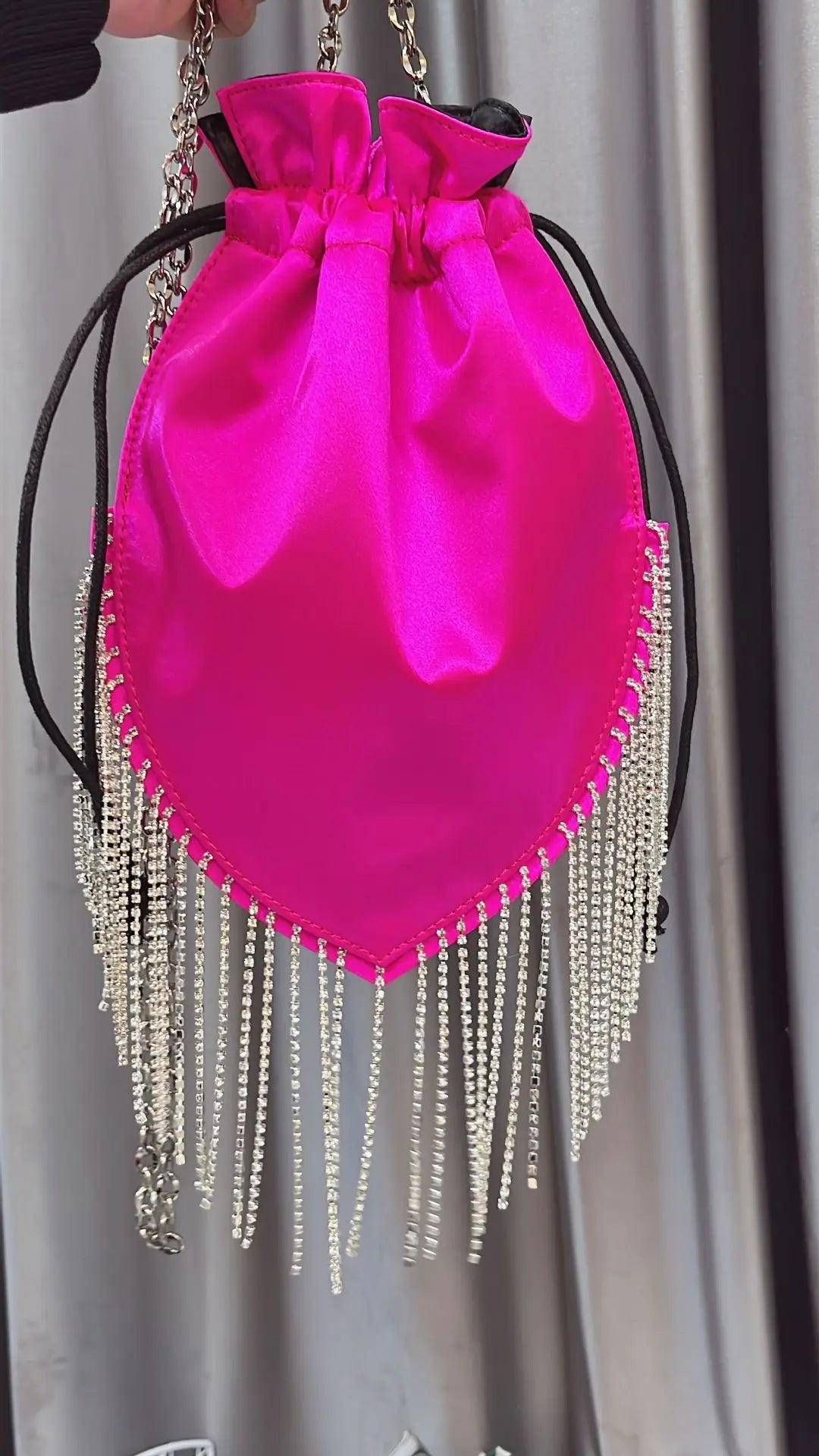 Slaine Rhinestone Tassel Silk Pouch Evening Bags