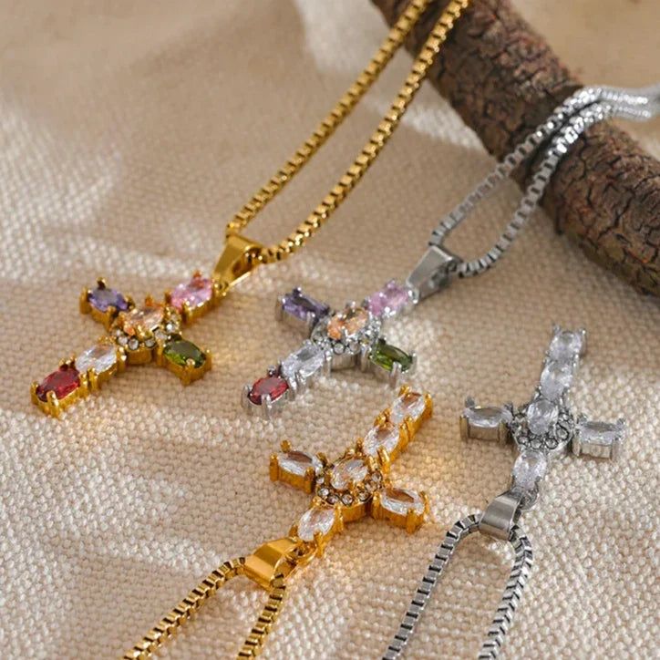 Luxe Cubic Zirconia Cross Pendant Necklace
