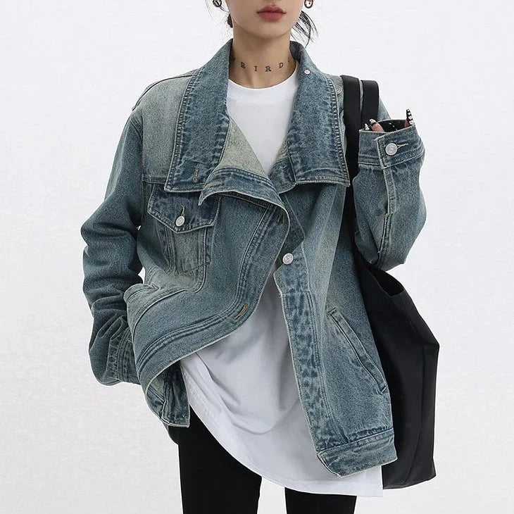 Nomie Funnel Neck Denim Jacket