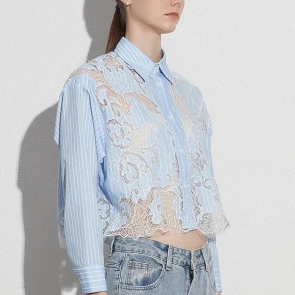 Leilani Lace Patchwork Cropped Shirts