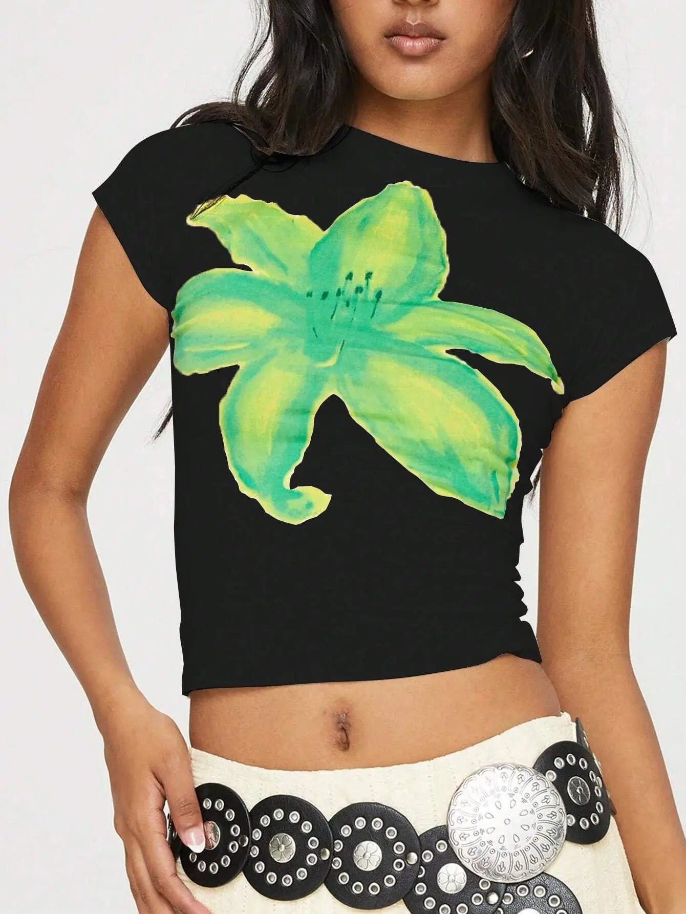 Floral Print Slim Fit Crop Top