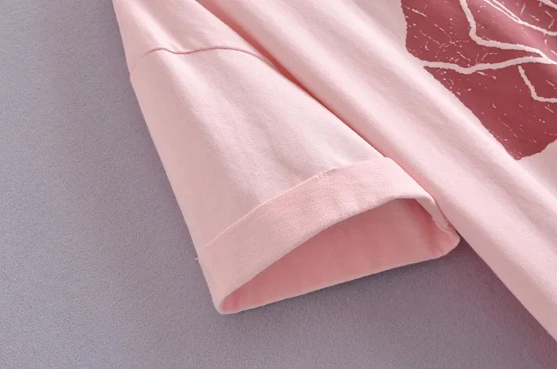 Rosa Big Rose Graphic Print Boho T-Shirts