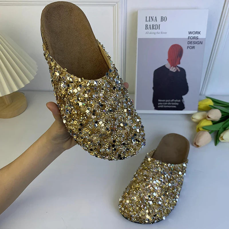 Corey Gold Sequin Cork Slipper