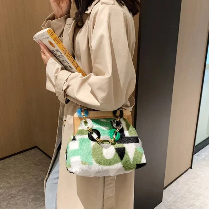 Naoko Colorful Letter Print Plush Coin Bags