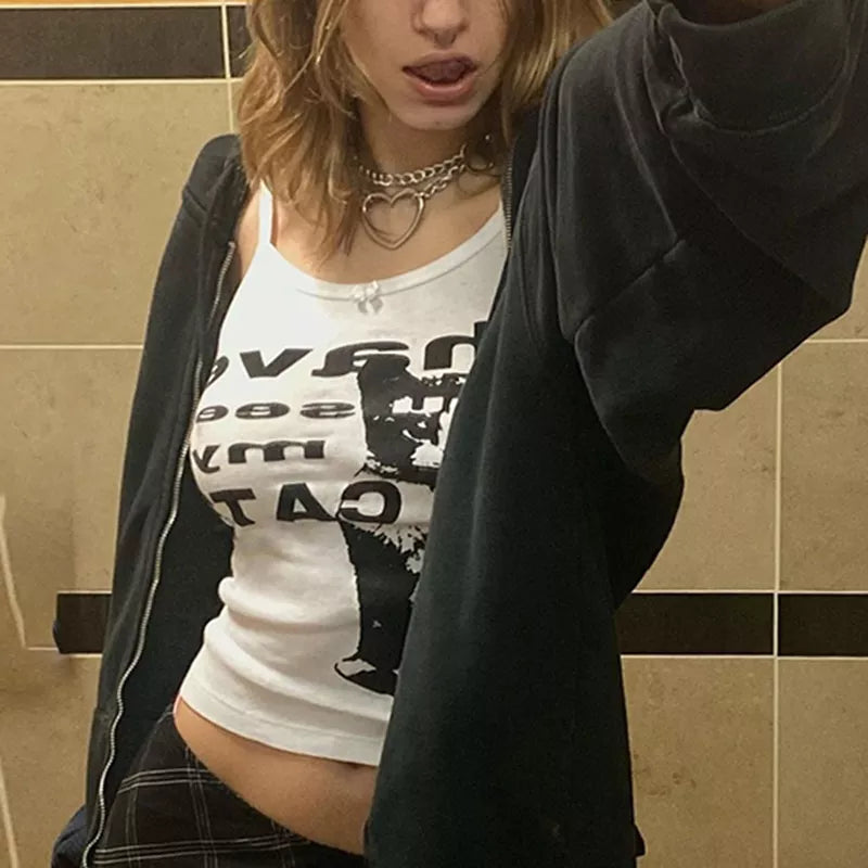 Harajuku Cats Prints Tank Tops