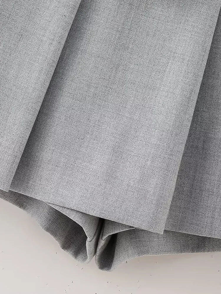 Sheila Pleated Low Waist Gray Micro Skorts