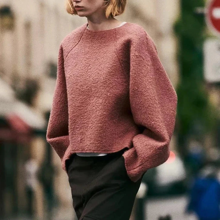 Cassi Pink Woolen Boulce Sweatshirts