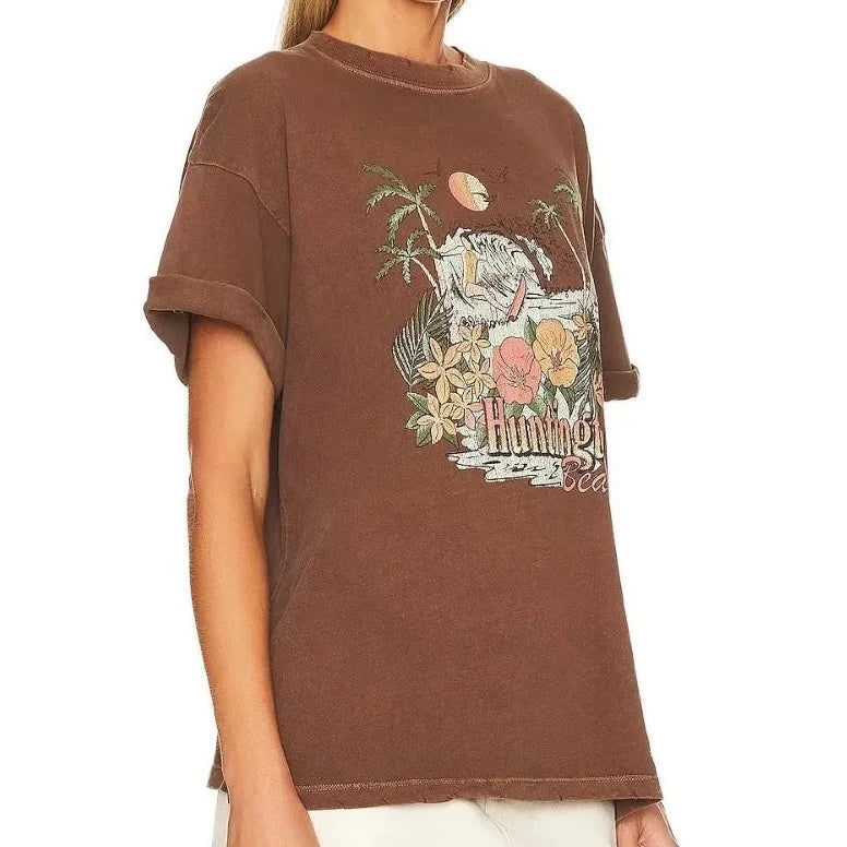 Bohemian Palm Beach Graphic Print T-Shirts