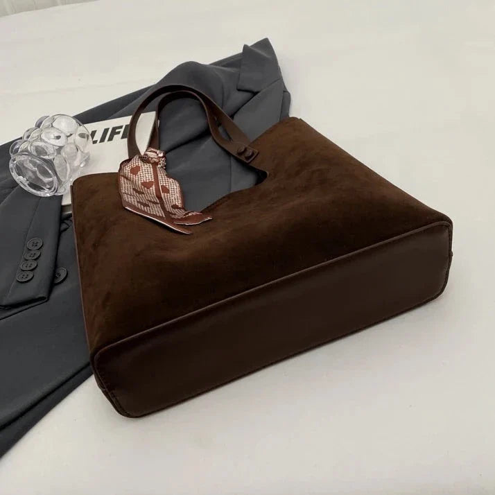 Genna Elegant Scarf Faux Suede Tote