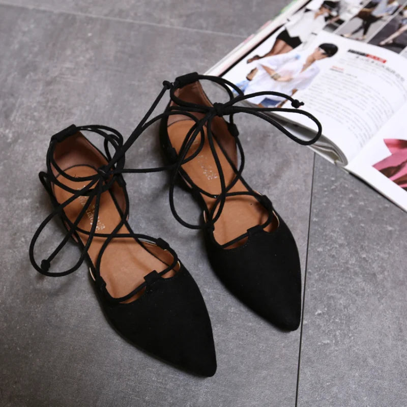 Paulie Faux Suede Lace Up Flats
