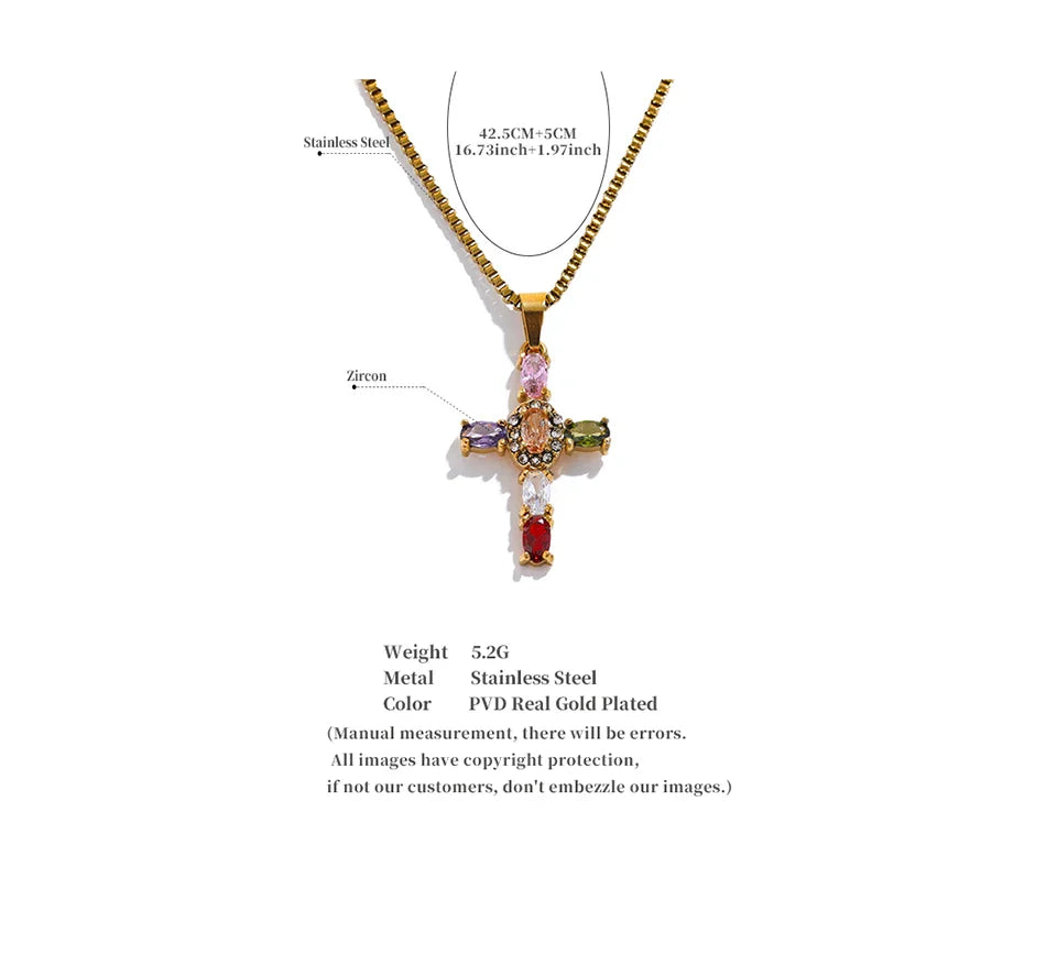 Luxe Cubic Zirconia Cross Pendant Necklace