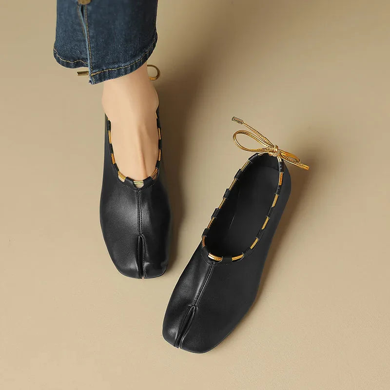 Eara Split Toe Rope Tie Moccasin Flats