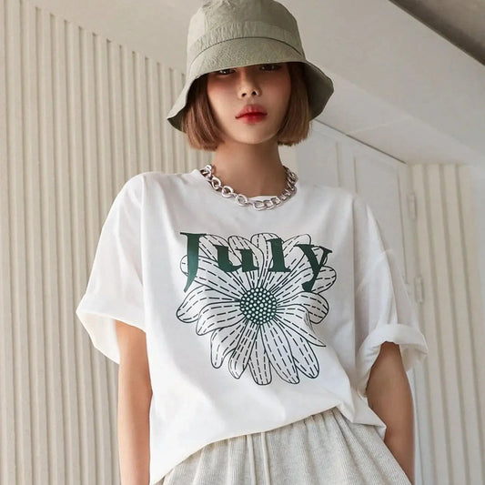 July Sunflower Graphic T-Shirts