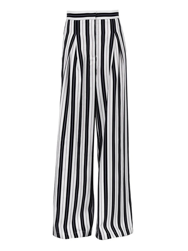 Liisa Casual Big Stripe Wide Leg Pants