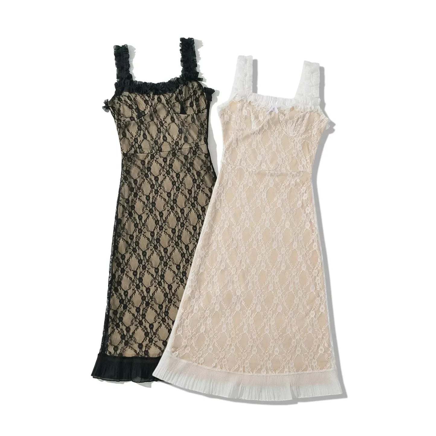 Clydie Lace Mesh Bodycon Midi Dress