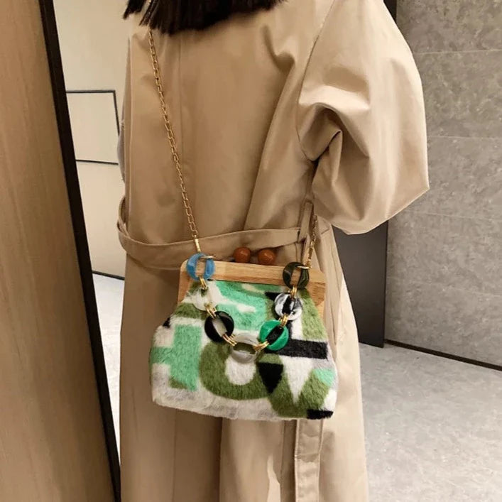 Naoko Colorful Letter Print Plush Coin Bags