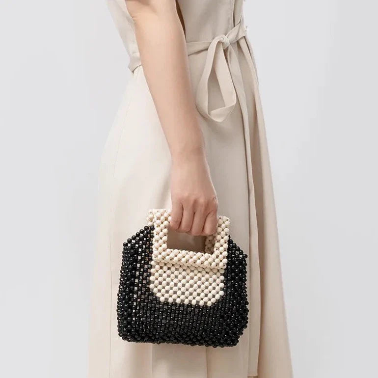 Vintage Wooden Beading Look Mini Clutch Bags