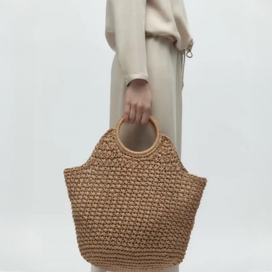 Portia Casual Straw Market Tote Bag
