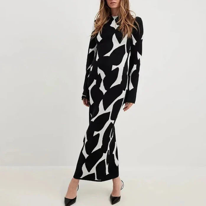Aili Pattern Prints Bodycon Maxi Dress